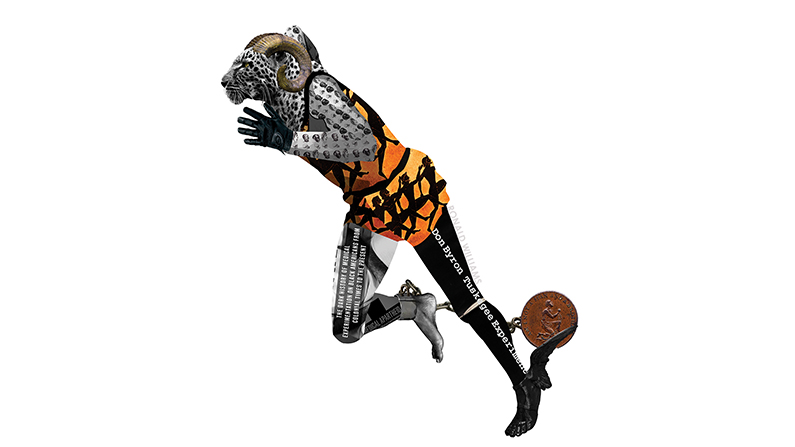 a person in a garment running