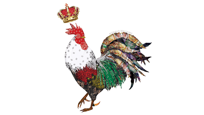 a rooster with a crown