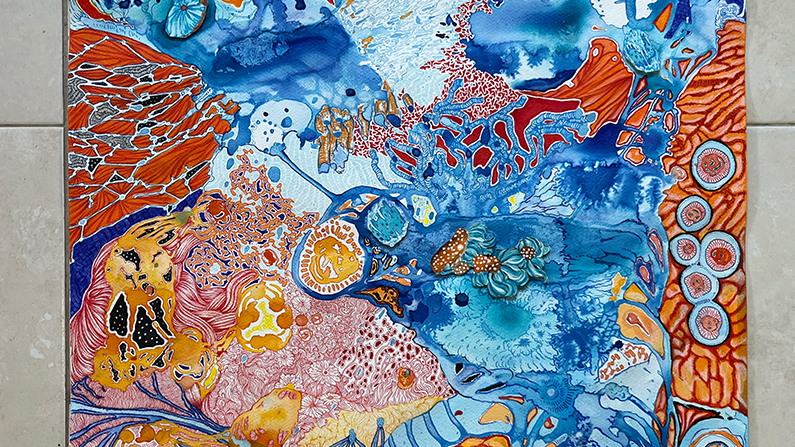 a colorful painting of a sea creature