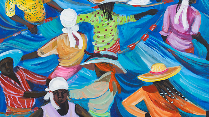 a painting of women dancing