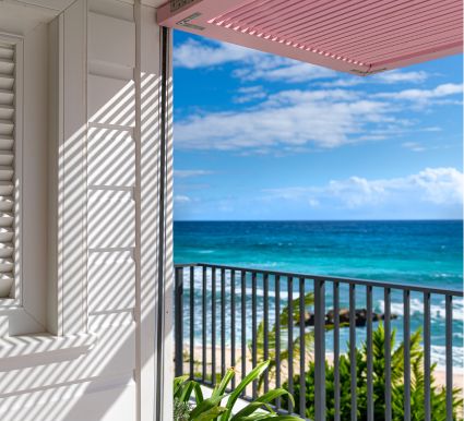 a view of the ocean from a balcony