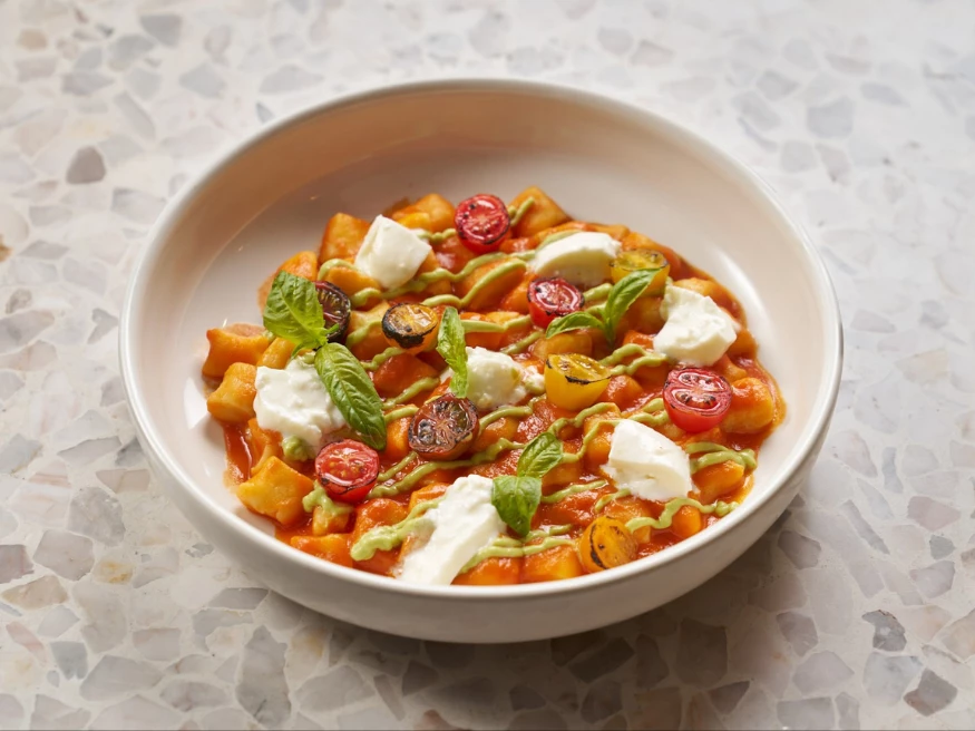 a bowl of food on a counter