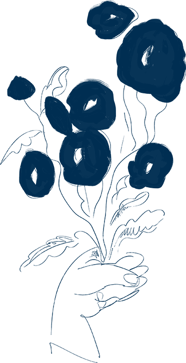 a drawing of flowers on a black background