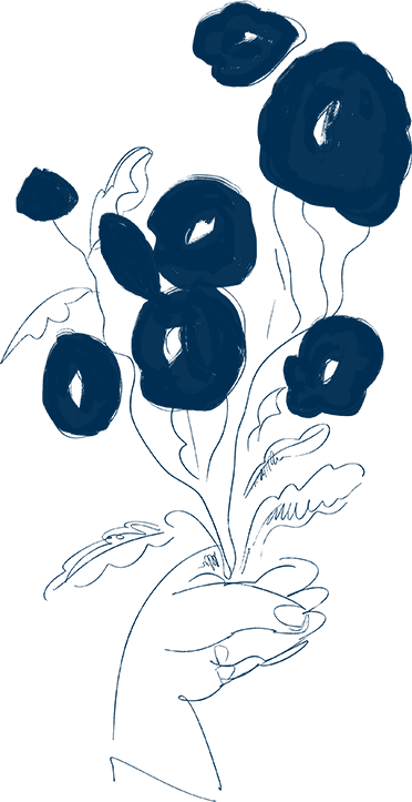 a drawing of flowers on a black background