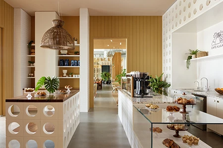 a counter with food on it