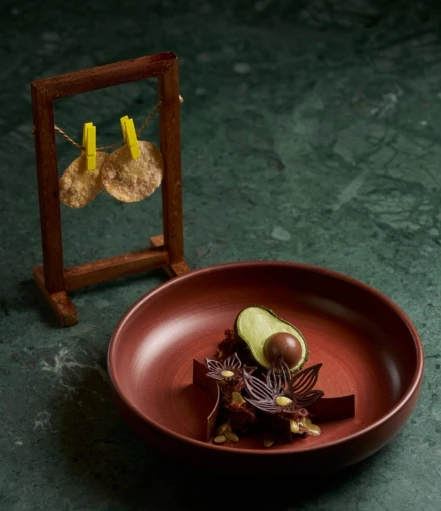 a plate of food and a small frame