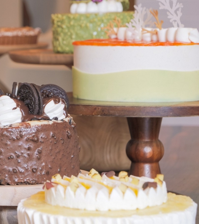 a group of cakes on a table