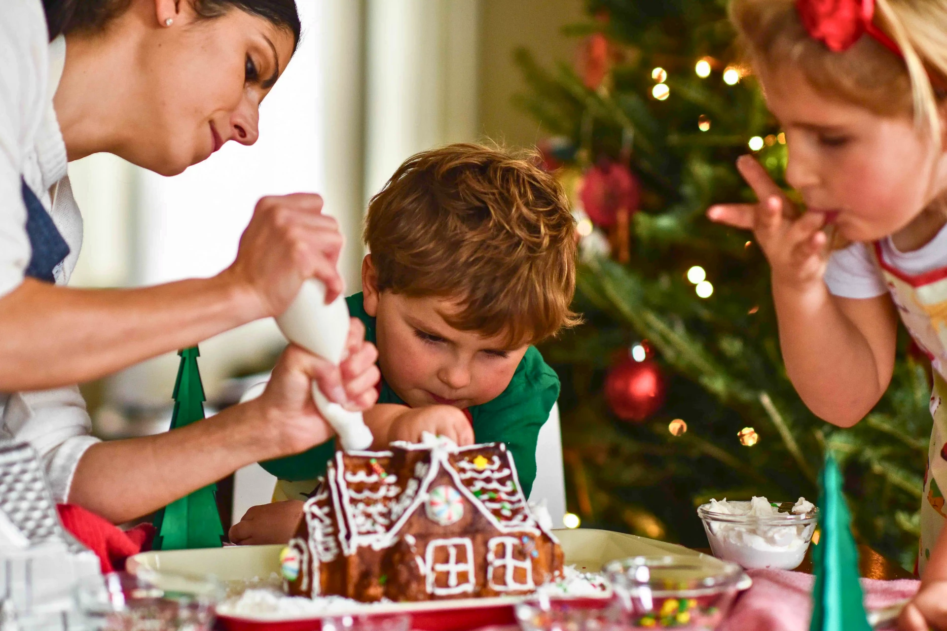 Gingerbread house decorating