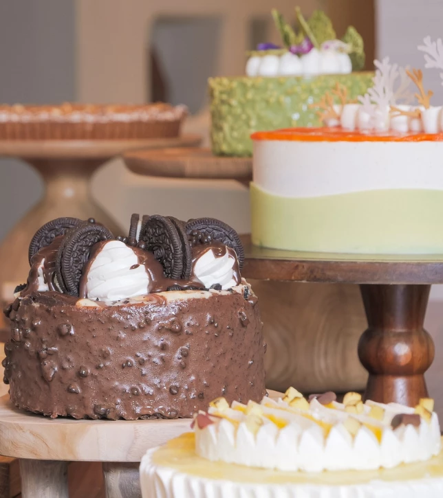 a group of cakes on a table