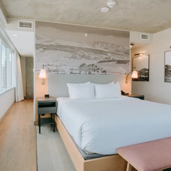 a bed in a room