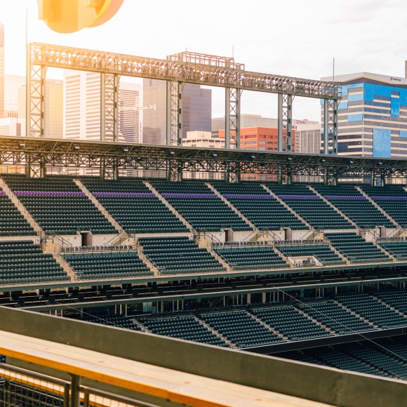 a stadium with rows of seats