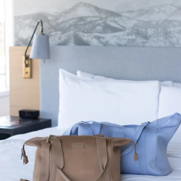 a bag on a bed