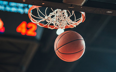 basketball falling off the net