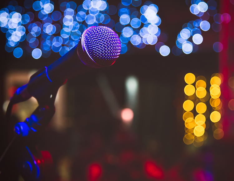 a microphone on a stand