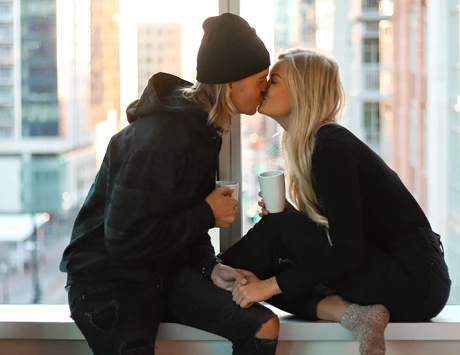 couple kissing romantically