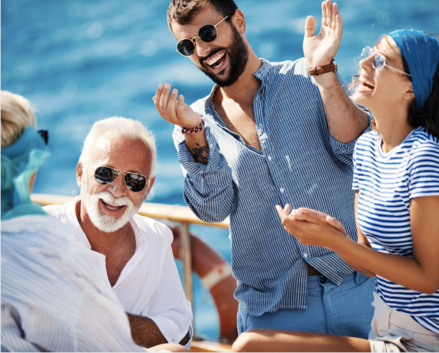 a group of people on a boat