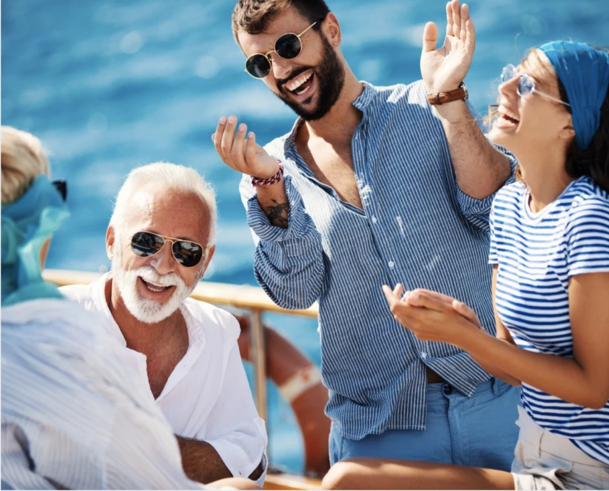 a group of people on a boat