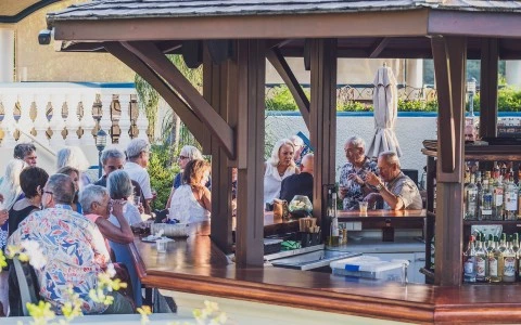 a group of people sitting at a bar