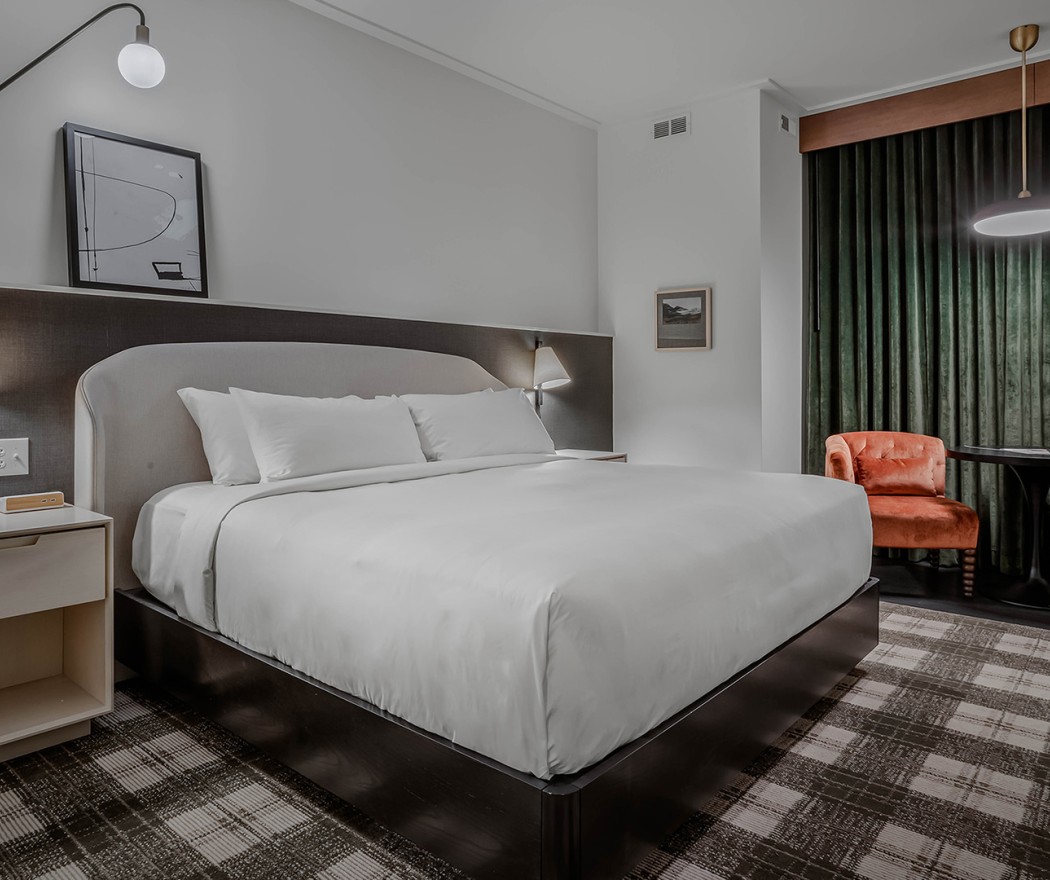 a bed in a room