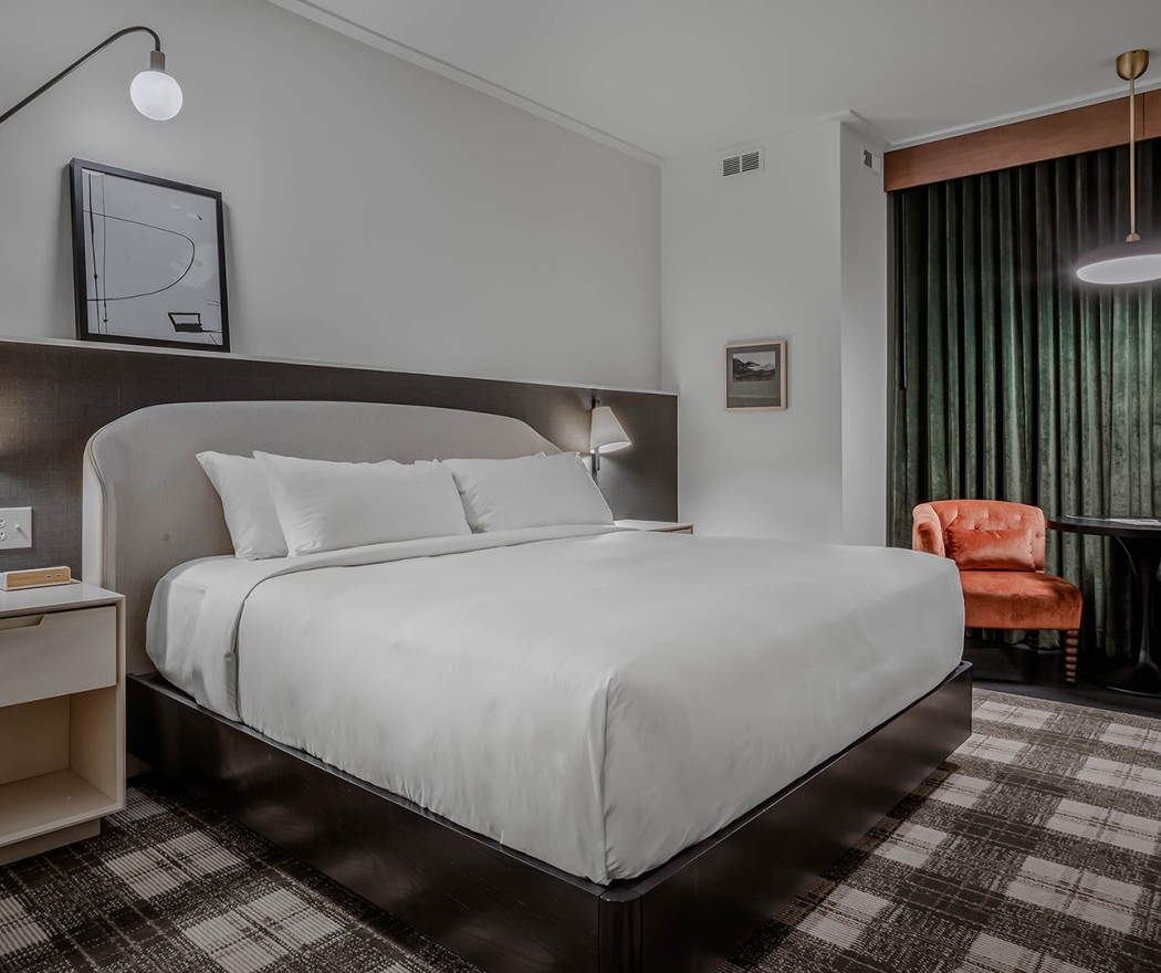 a bed in a room