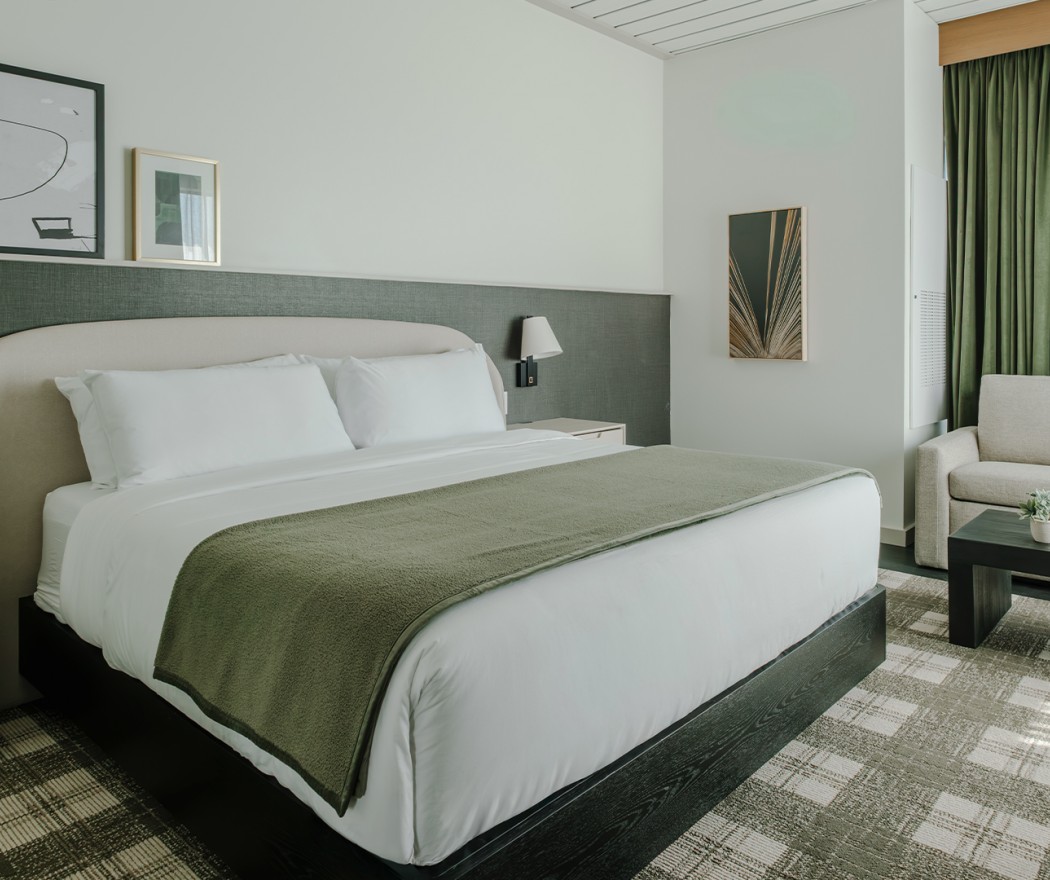 a bed in a hotel room