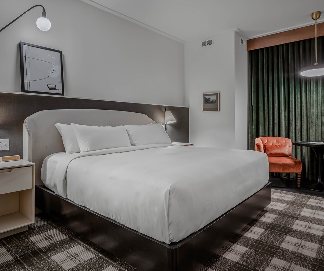 a bed in a room