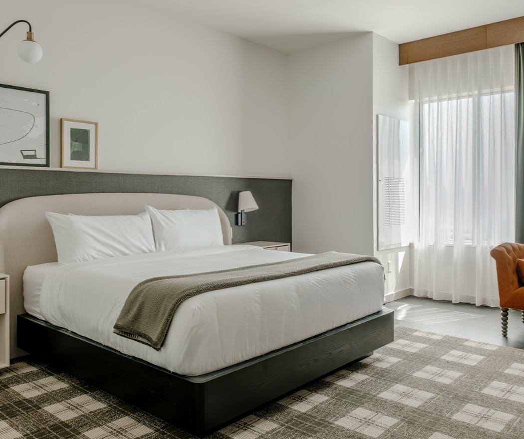 a bed in a room