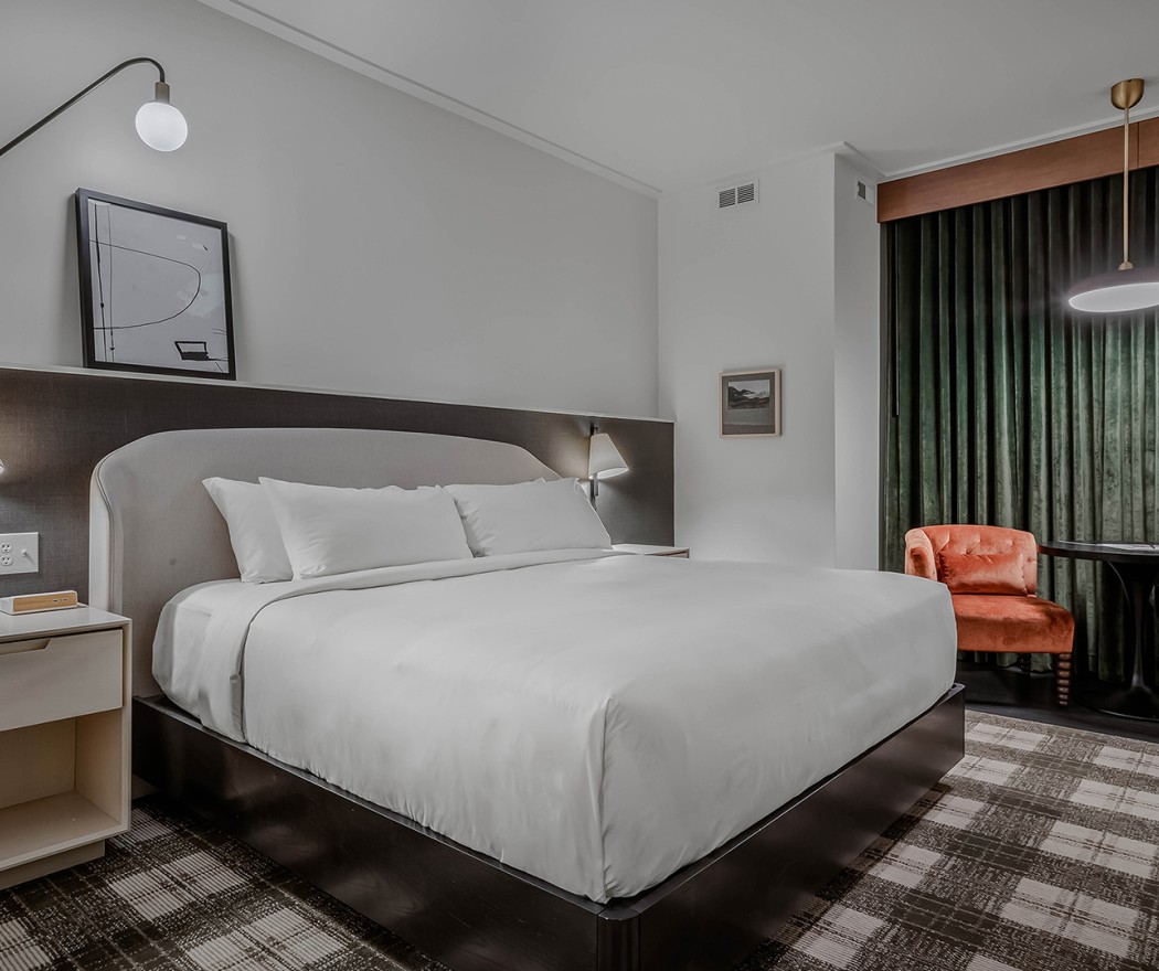 a bed in a room