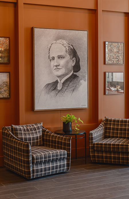 a picture of a woman in a room