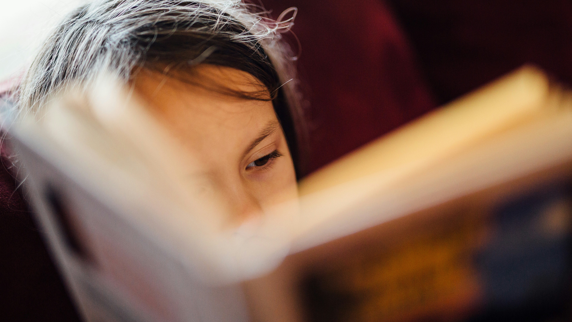 a close up of a child's face