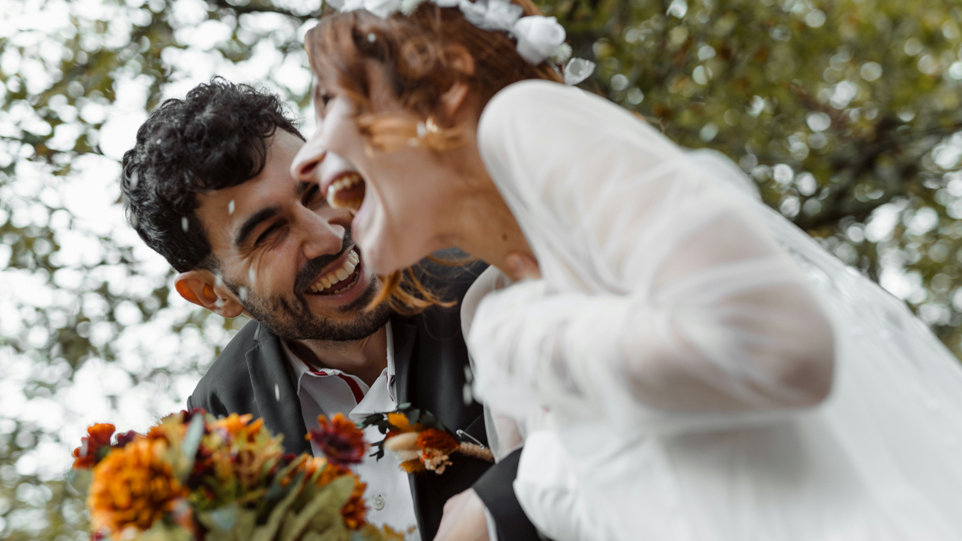 a man and woman laughing