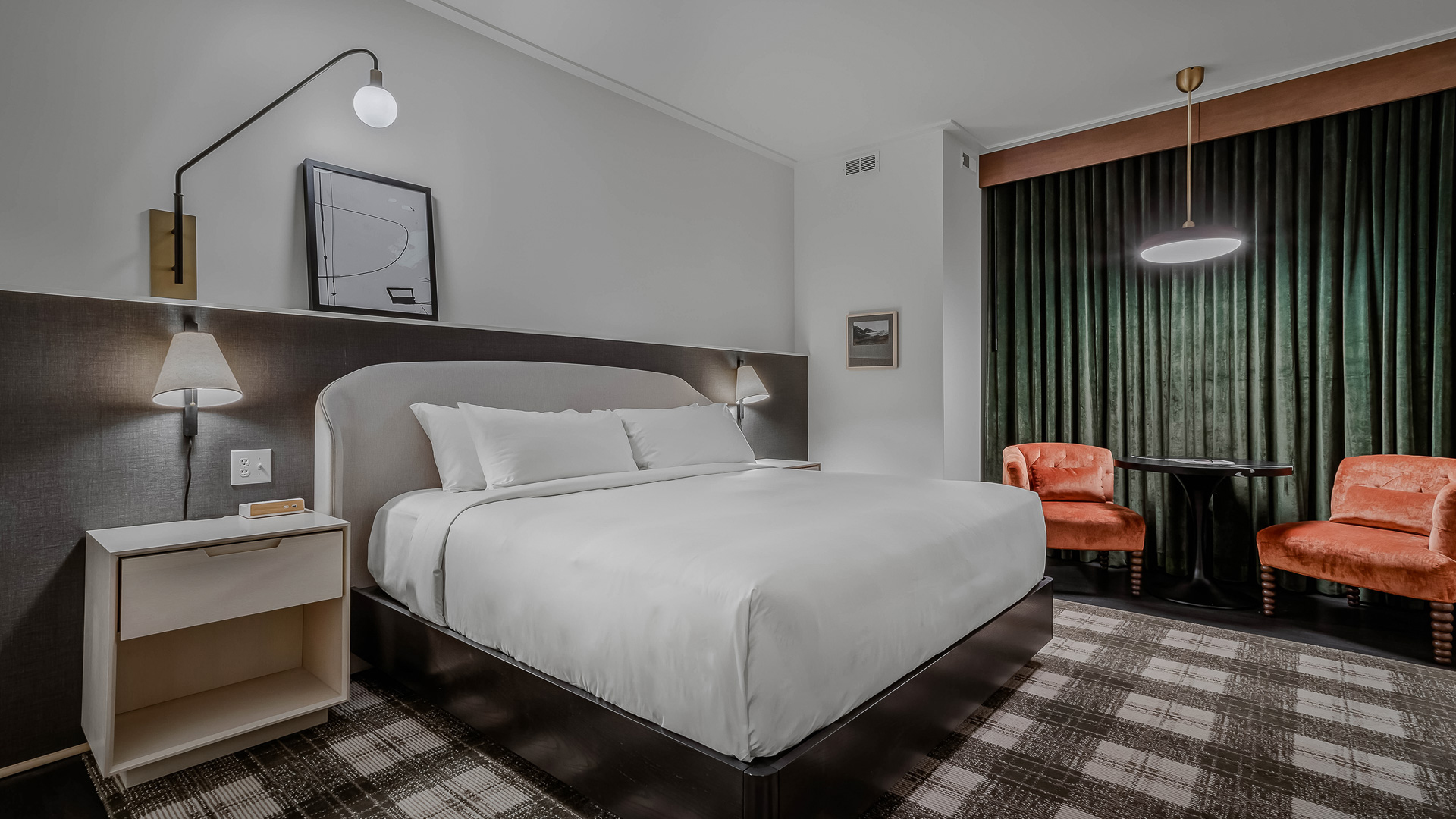a bed in a room