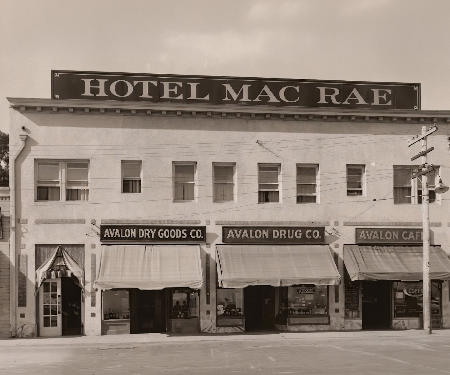 a building with awnings on the front