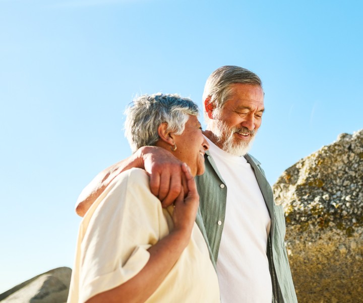 a man and woman standing together
