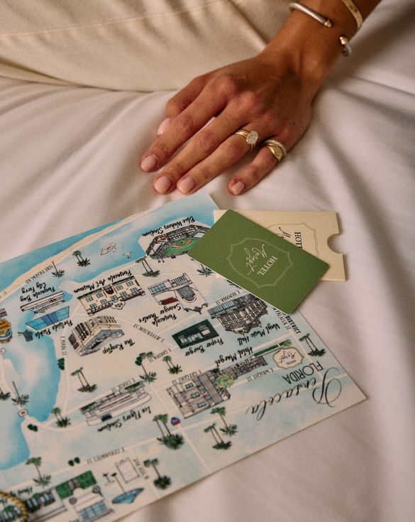 a hand with rings on a map