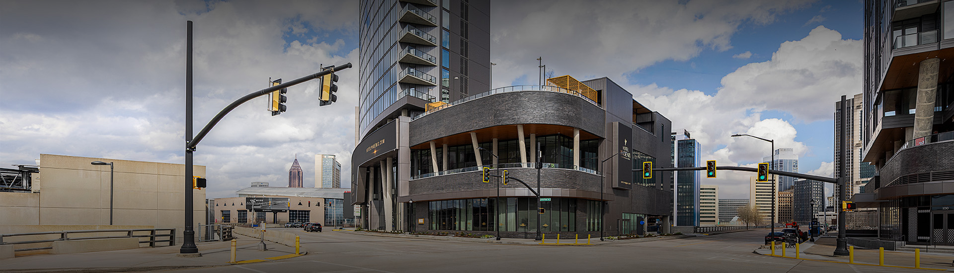 a building with a corner of the corner