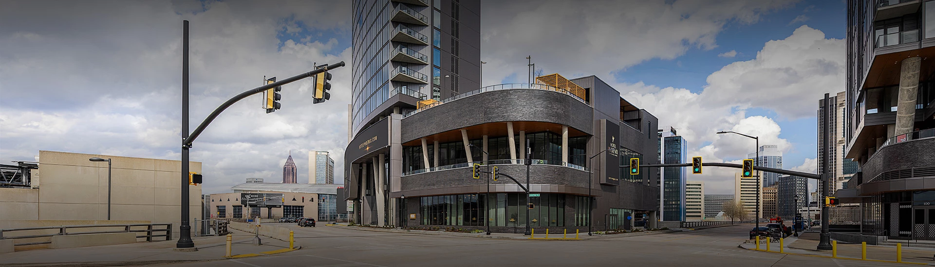 a building with a corner of the corner