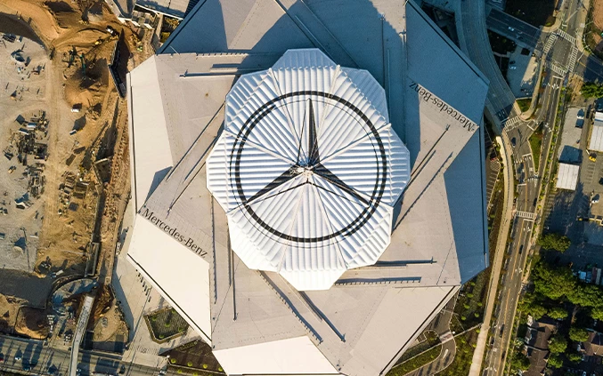 a top of a building with a logo on it
