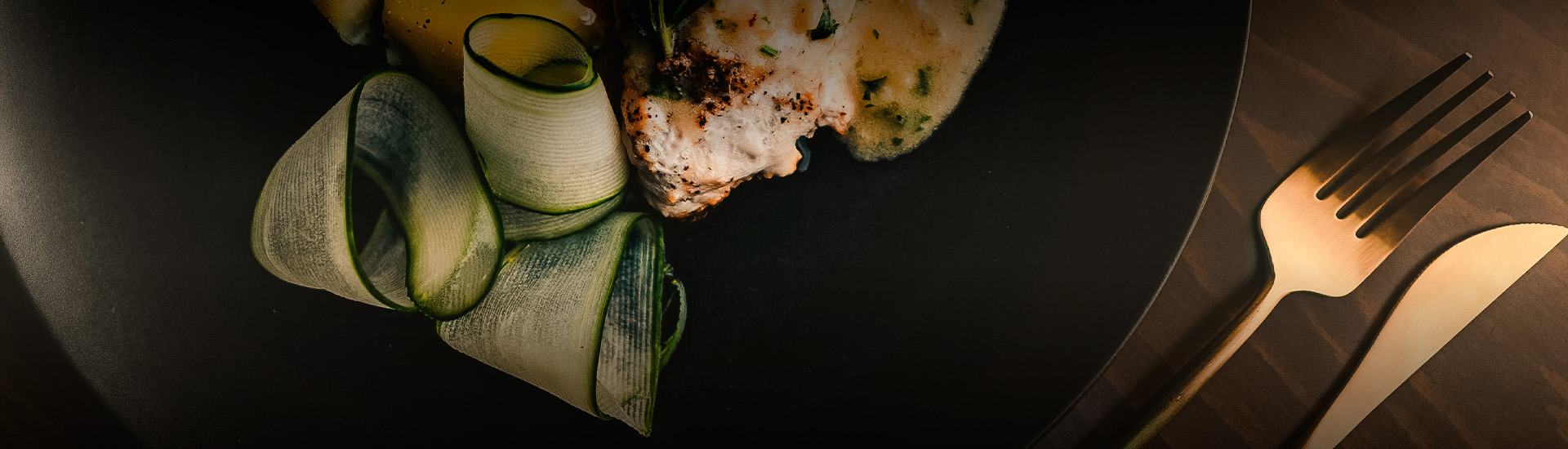 food on a black surface