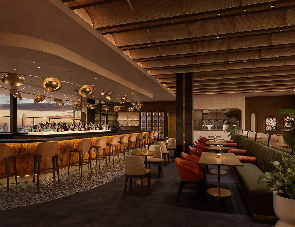 a room with tables and chairs