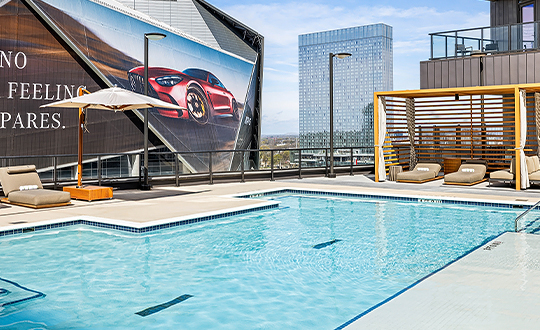 a swimming pool on a rooftop