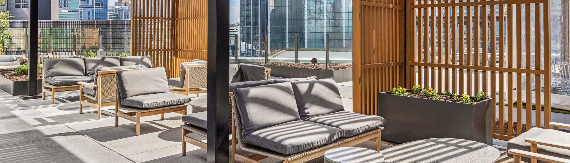 a couches and tables outside