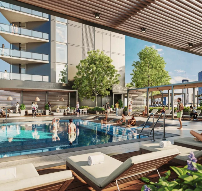 a pool with people in it