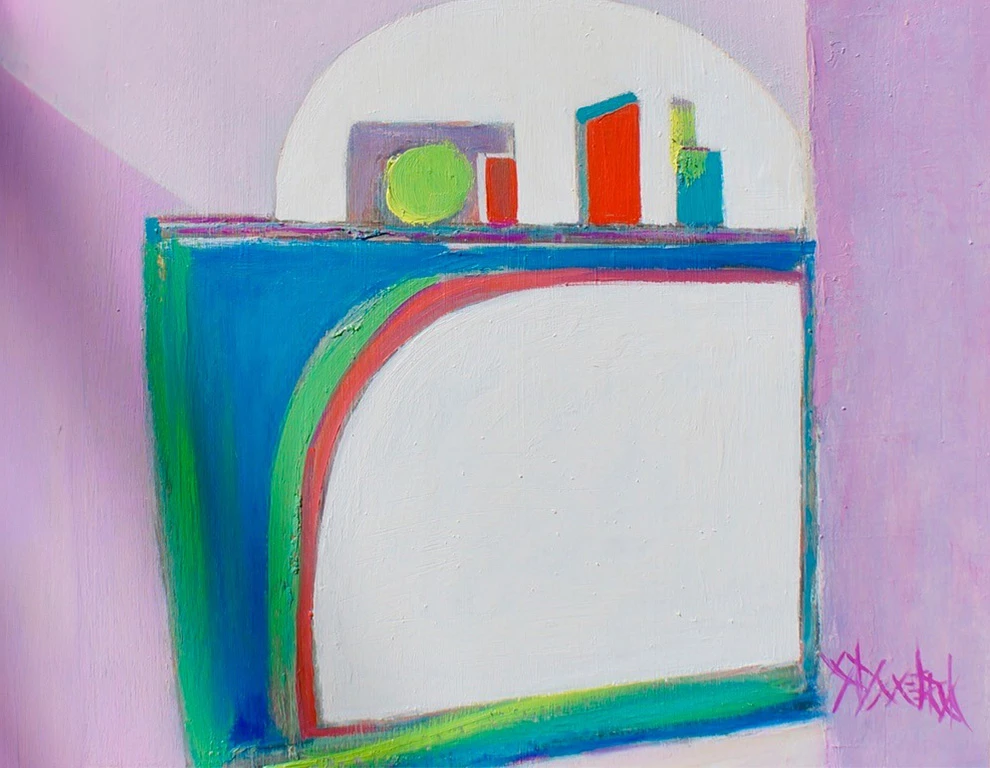 a painting of a colorful object