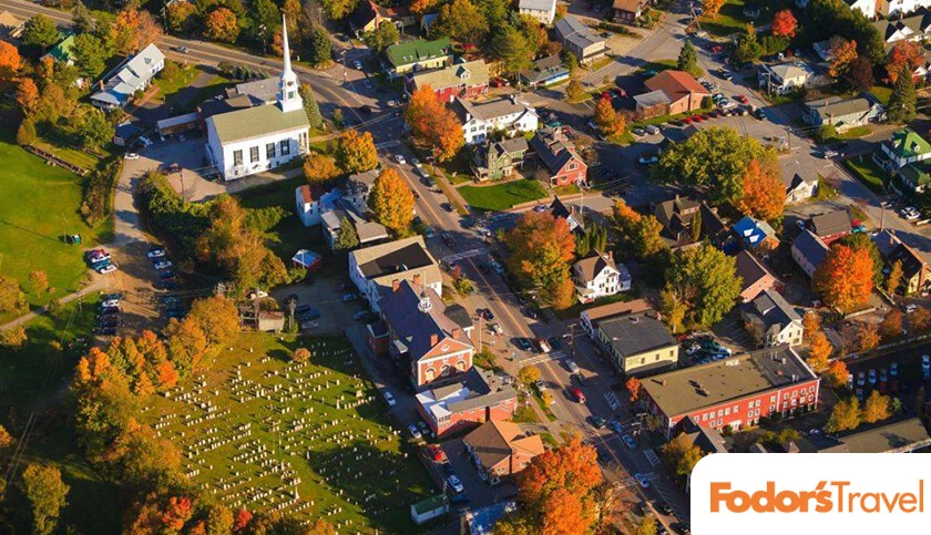 an aerial view of a town