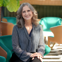 a woman sitting in a chair