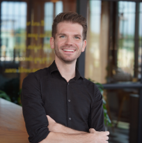 a man in a black shirt