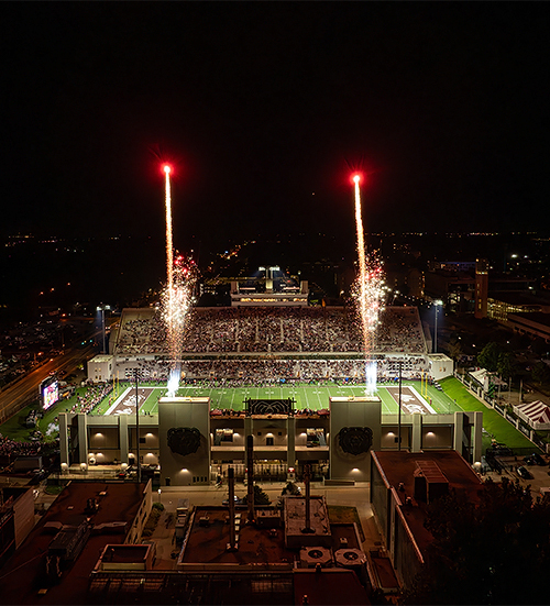 fireworks over a stadium