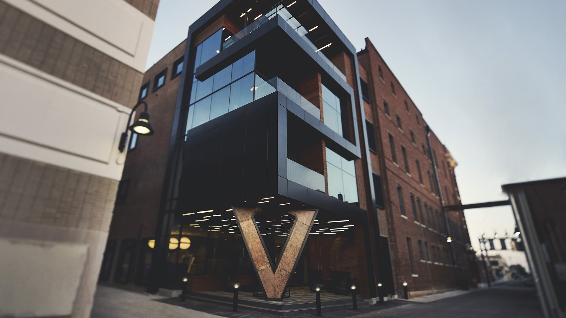 a building with glass windows