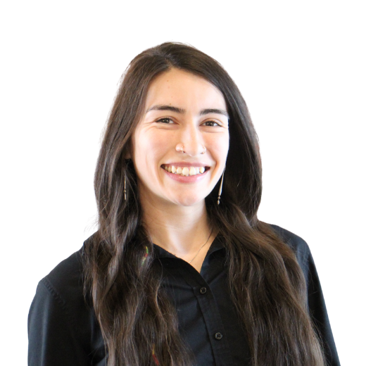 a woman with long hair smiling